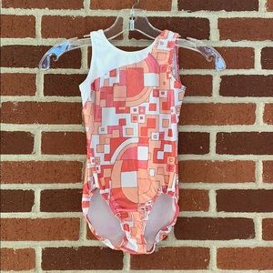 Motionwear Leotard || Pink and White Geometric